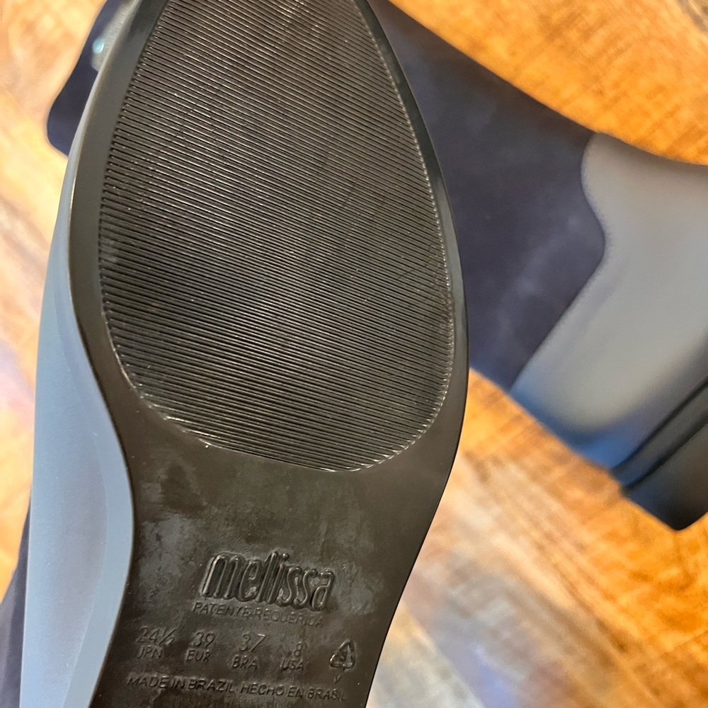 Melissa Black Tall Flocked Rain Boot Size 8 NWOB - Picture 12 of 13